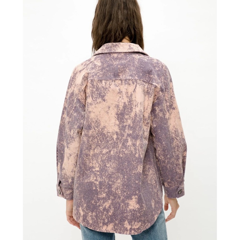 Mystree Shacket Corduroy Bleached Purple Pink Oversized Button Up Shirt Jacket M - Picture 10 of 11